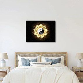 Obraz na szkle - Złoty Yin-Yang (70x50 cm)
