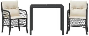 Czarny zestaw ogrodowy z kremowymi poduszkami H0-K66