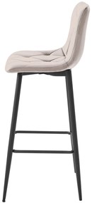 Ciemnobeżowe krzesło barowe NADO VELVET z czarnymi nogami