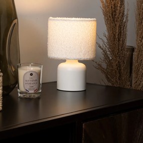 Ceramiczna lampa stołowa BONA z kloszem bouclé, Ø 14 cm