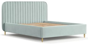 Miętowe tapicerowane łóżko dwuosobowe ze schowkiem i stelażem 180x200 cm Noto – Maison de Rêve