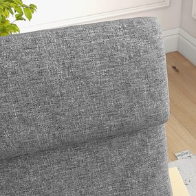 HOMCOM Fotel Relaksacyjny Szary Lniany Pokrycie z Drewnianym Stelażem Komfortowe Siedzisko z Podłokietnikami | Aosom PL