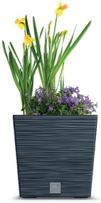 Donica ogrodowa kwadratowa Furu Square Low 29 cm antracyt PROSPERPLAST