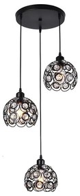 Lampa sufitowa z ażurowymi kloszami i kryształkami wisząca AT10-3SZ-Black