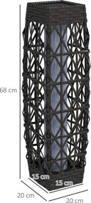 Outsunny Lampa Solarna Rattan z Czujnikiem Światła Anty-UV Wodoodporna LED Stal Szara | Aosom PL