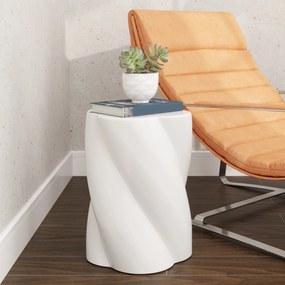 Outsunny Ceramiczny Stołek w Kształcie Spirali, Obciążalność 120kg, Ø33 x 45 cm, Odporny na Warunki Atmosferyczne, Ogrodowy Hoker z Pokrywą, Kolor Biały