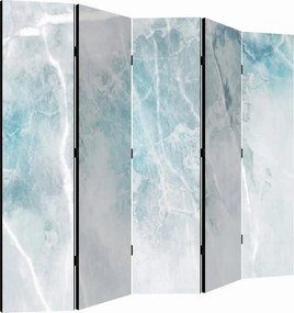 Parawan pokojowy 5-częściowy 225x172 Jednostronny dekoracyjny minimalistyczny glamour Niebieski Lodowy Marmur