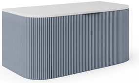Szafka pod umywalkę wisząca ryflowana - Niebieski mat - 100 cm - LOMERI