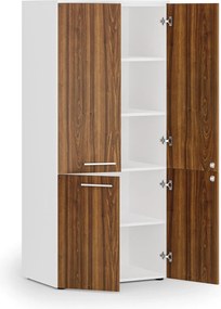 Szafa biurowa pół-drzwi PRIMO WHITE, 800 x 500 x 1781 mm, biały/orzech