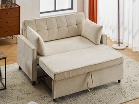 Kanapa 142x79x85cm - Regulowane oparcie - Sztruks - Z 2 poduszkami - Beżowa