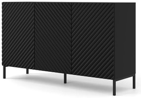Komoda modern glamour czarny mat + czarne nóżki - Resa 3X