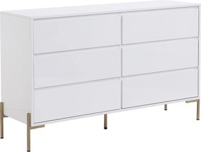 Komoda z 6 szufladami – MDF lakierowany i metal – Biały i złoty – KORASA marki Pascal Morabito