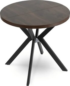 Stół Okrągły Rozkładany DORIAN 80-160 cm Orzech/Czarny Nowoczesny Loft