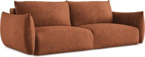 Kanapa 3-osobowa z funkcją spania - z tkaniny szenilowej - terakota - LEILA