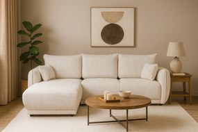 Narożnik lewy Loren z funkcją spania 255x165x91 cm – tkanina Bello 5 kremowa