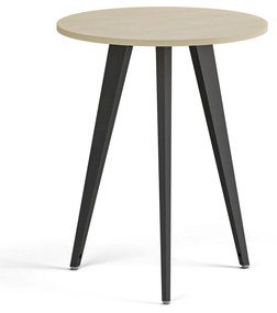 Stolik kawowy PRIMO VIBE, średnica 60 cm, czarna podstawa, brzoza