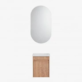 Zestaw Wiszących Mebli Łazienkowych Zintegrowany Z Umywalką Narek Popielaty Brąz & Owalny Z Miejscem Do Przechowywania Czarny 50x90 - Sklum