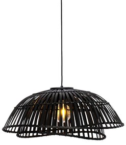 Orientalna lampa wisząca czarna bambusowa 62 cm - PuaKolonialny Oswietlenie wewnetrzne