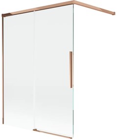 Mexen Rox parawan nawannowy 2-skrzydłowy rozsuwany 120 x 150 cm, transparent, różowe złoto - 8C9-120-003-60-00