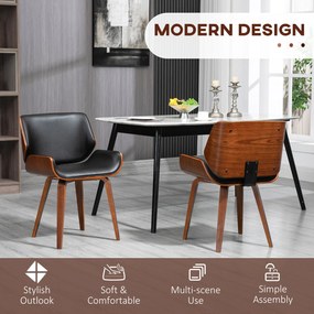 HOMCOM Zestaw 2 krzeseł do jadalni w stylu vintage, drewno, pokrycie z tkaniny, pianka, czarny