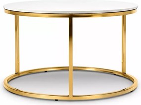 Stolik kawowy Balio okrągły 80cm biały marmur złoty glamour