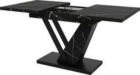 Rozkładany stół jadalny (120-160×75×75,5 cm), MDF+Metal, z czarnym wzorem marmurowym
