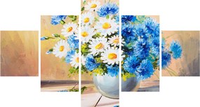 Malowany obraz wazonu z kwiatami (125x70 cm)