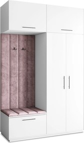 Masseno Garderoba REMA 150/240/60 cm Nowoczesna Szafa do Przedpokoju Biała, MONOLITH 62 (Wrzosowy)