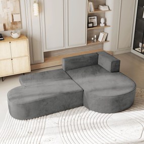 Masseno Narożnik CORTIO z funkcją spania i pojemnikiem na pościel Narozniki L, Rozkładana sofa - Szary, MONOLITH 85