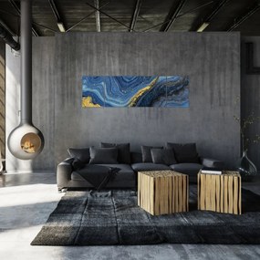 Obraz - Niebiesko-złota abstrakcja (170x50 cm)