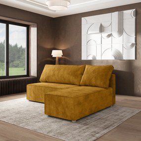 Masseno Narożnik BRISO z funkcją spania i pojemnikiem na pościel Narozniki L, Rozkładana sofa - Żółty, POSO 01