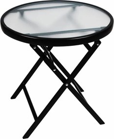 Stolik pomocniczy ze szklanym blatem, czarny, Ø 45 cm, stal