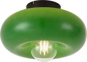 Lampa sufitowa retro czarna z zielonym szkłem 30cm - Glaze