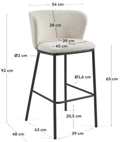 Biały hoker (wysokość siedziska 65 cm) Ciselia – Kave Home