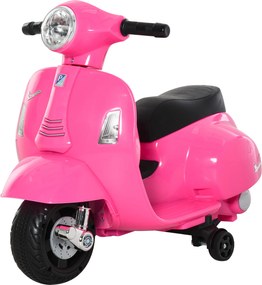 HOMCOM Motocykl elektryczny dla dzieci 6V, motocykl elektryczny z kółkami podporowymi, reflektorem, klaksonem 3 km/h dla 1,5-3 lat, Różowy | Aosom PL