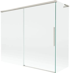 Mexen Rox L parawan nawannowy 2-skrzydłowy rozsuwany 180 + 80 x 150 cm, transparent, nikiel szczotkowany - 8C9L-180-080-97-00