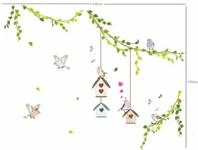 Zestaw naklejek Ambiance Birds cages in the Forest