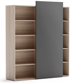 PLAN Regał biurowy wysoki BLOCK, 1600 x 400 x 1748, grafitowy