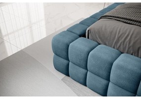 Niebieskie tapicerowane łóżko dwuosobowe ze schowkiem ze stelażem 140x200 cm Dizzle – ELTAP