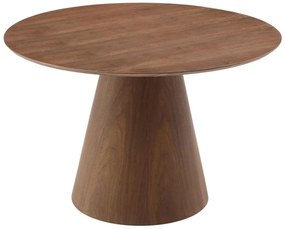 Stół do jadalni okrągły dla 4 osób z MDF - Naturalny ciemny - ANTALIZA