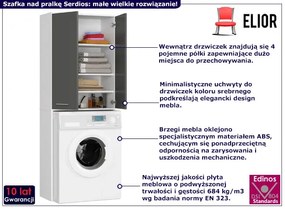 Szafka łazienkowa nad pralkę z półkami biały + grafit - Valuro
