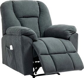 HOMCOM Elektryczny Fotel Relaksacyjny z Funkcjami Masażu i Ogrzewania, Wygodny Fotel z Portem USB, Kieszeń Boczna, Szary