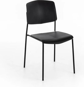Zestaw 4 nowoczesnych, czarnych, składanych krzeseł polipropylenowych „Giada” z malowanymi metalowymi nogami