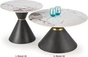 Okrągły stolik kawowy glamour biały marmur + czarny - Nito 4X