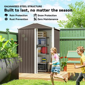 Outsunny Metalowy Składzik Ogrodowy 1,1 m², Schowek z Dwuspadowym Dachem, Przesuwnymi Drzwiami i Rękawicami, 136 x 87 x 179 cm | Aosom PL