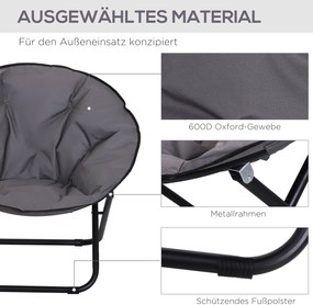 Outsunny Krzesło Składane Kempingowe Ogrodowe Metal Tkanina Oxford Szare 80x80x75cm | Aosom PL