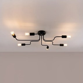 Plafony industrialny Infinix, stal - 6 źródło światła 3000K - L.80 x H.15.5 cm - czarny