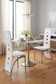 Zestaw 2 białych nowoczesnych krzeseł tapicerowanych S1-Z71