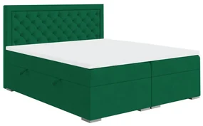 Łóżko kontynentalne EKSPRESJO 180x200 zielone velvet z pojemnikiem LAVERTO