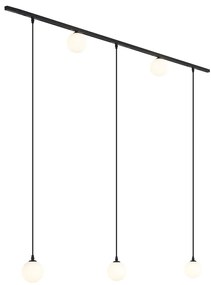Nowoczesny system szynowy czarny z 2 reflektorami i 3 lampami wiszącymi 1-fazowy - Slimline Eira